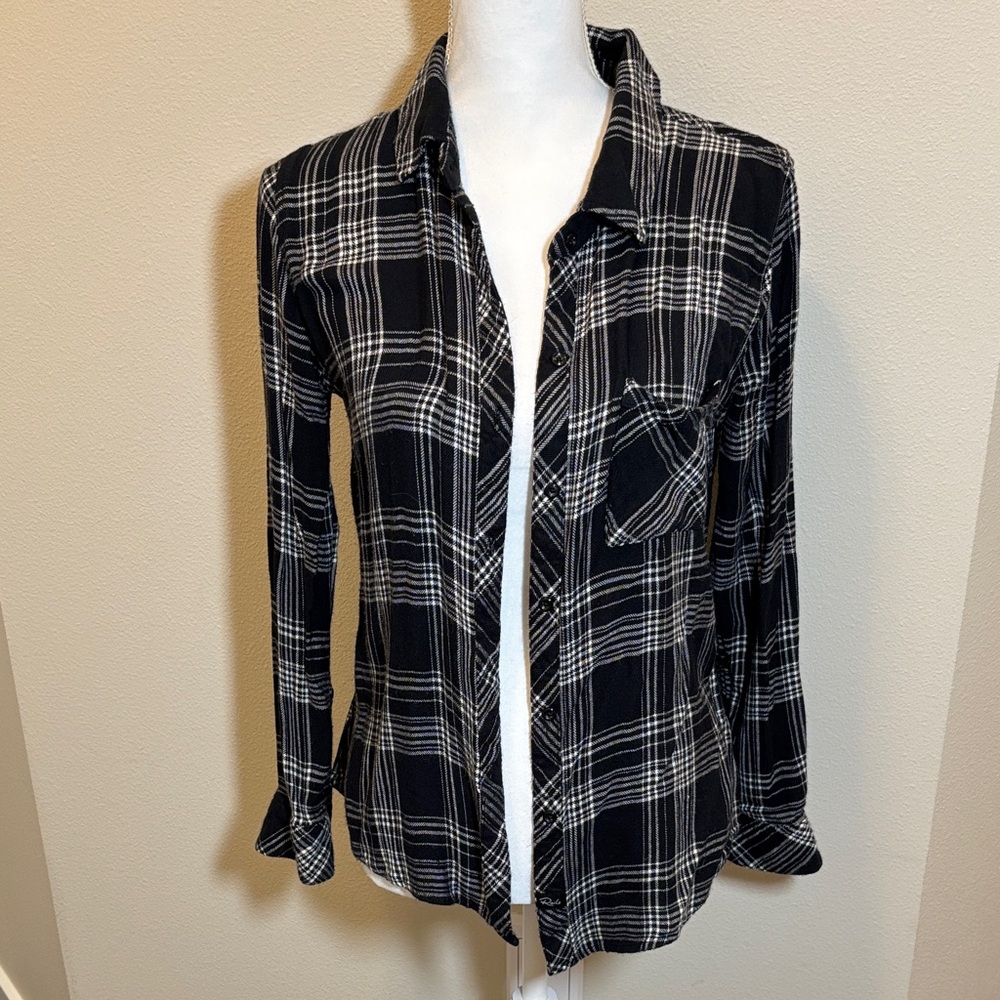 Rails Black and White Plaid Button-Down Shirt